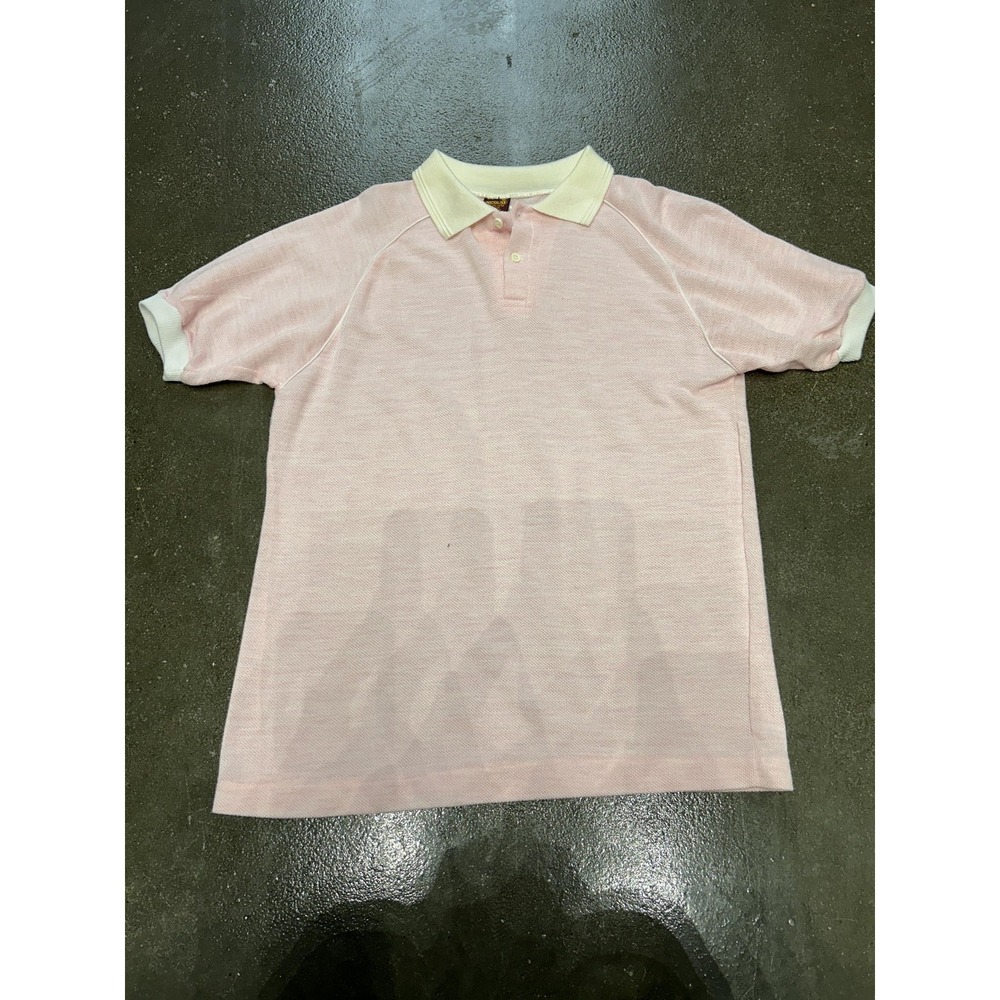 Vintage Nicolas Polo Shirt Mens 38 Pink Knit Contrast Collar Short Sleeve 80s